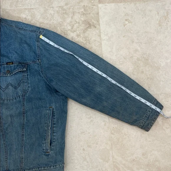 VTG 80s Wrangler Western M-159 Sherpa Lined Denim Jacket Corduroy Wrist Size XXL - Picture 13 of 14